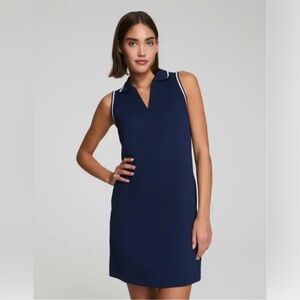 SPANX Navy Blue Sleeveless Mini Dress with White Trim
